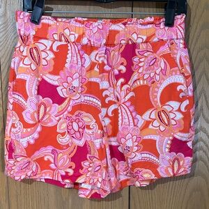 Talbots Floral Shorts - Pink and Orange Womens Sp pull on elastic waist